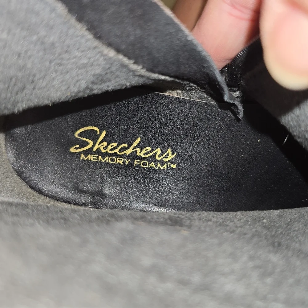 Sketchers Small Town Leather Western Ankle Boots 8 Burnish Toe Black Comfort - Picture 8 of 8